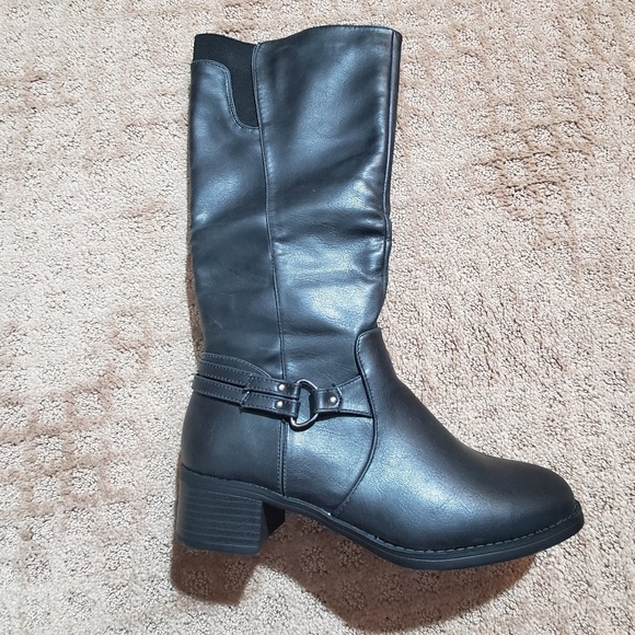 NWT Black Easy Street Knee High Wide Calf Boots - Picture 2 of 3